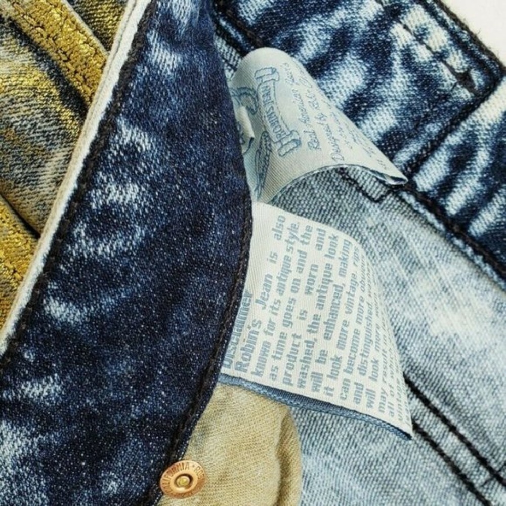New ROBIN'S JEAN Racer Coated Slim Jeans SZ 40 - Picture 8 of 8